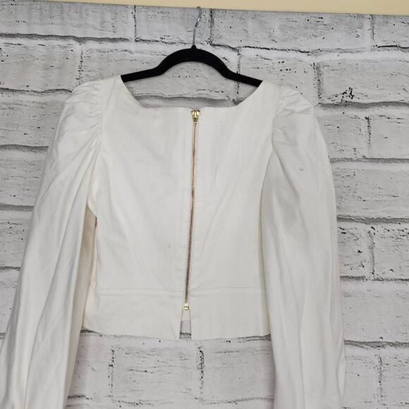 Silvia Tcherassi Cotton Blend Cropped Puff Sleeve Victoria Top White Size Large - Picture 6 of 12